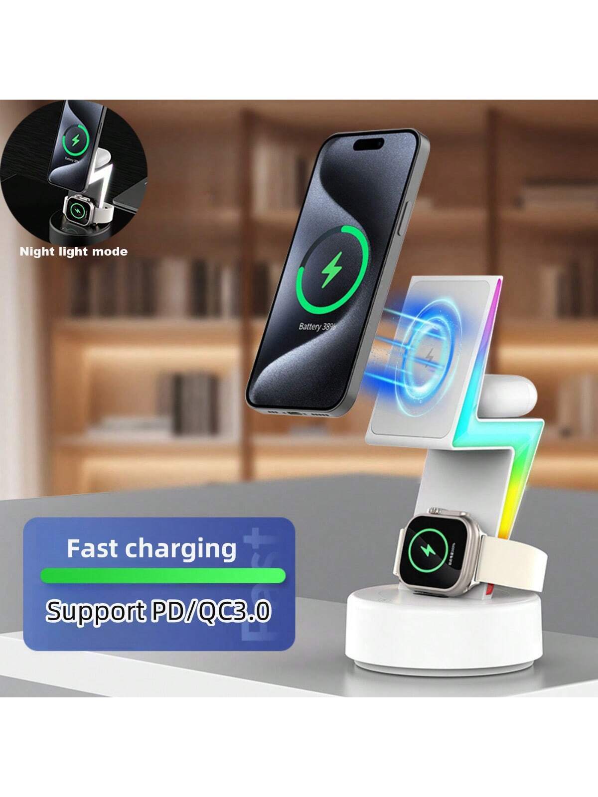 Lightning Bolt 3 in 1 Magnetic Wireless Charging Station