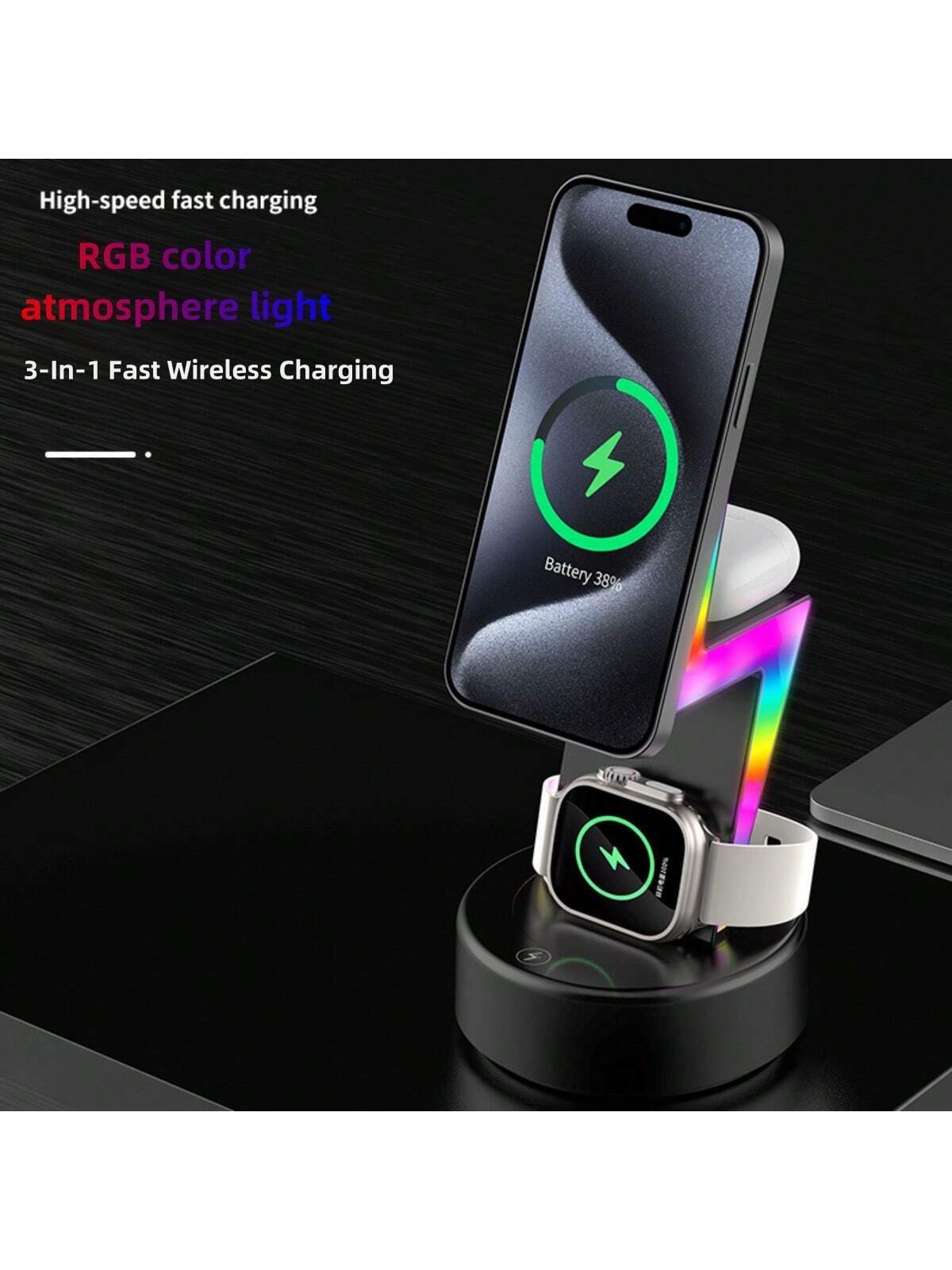 Lightning Bolt 3 in 1 Magnetic Wireless Charging Station