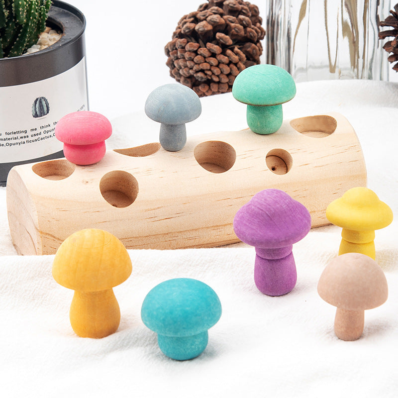 Simulation Mushroom Picking Game Wooden Toys