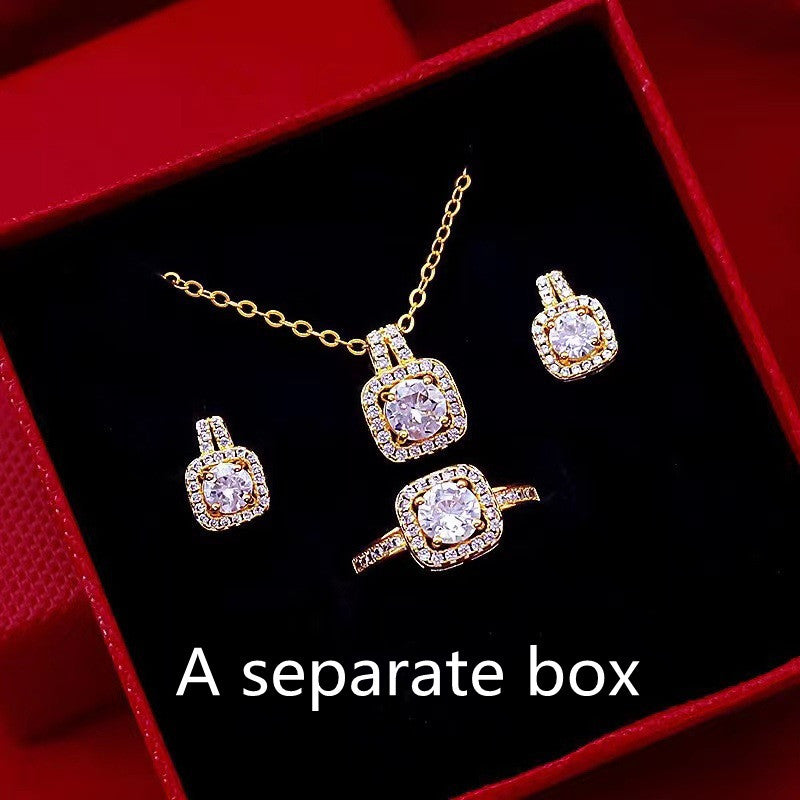 Fashion Jewelry Set Zircon Gem Pendant Chain