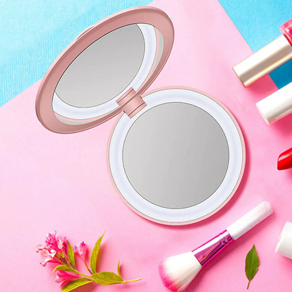 Compact Mirror With Portable Phone Charger