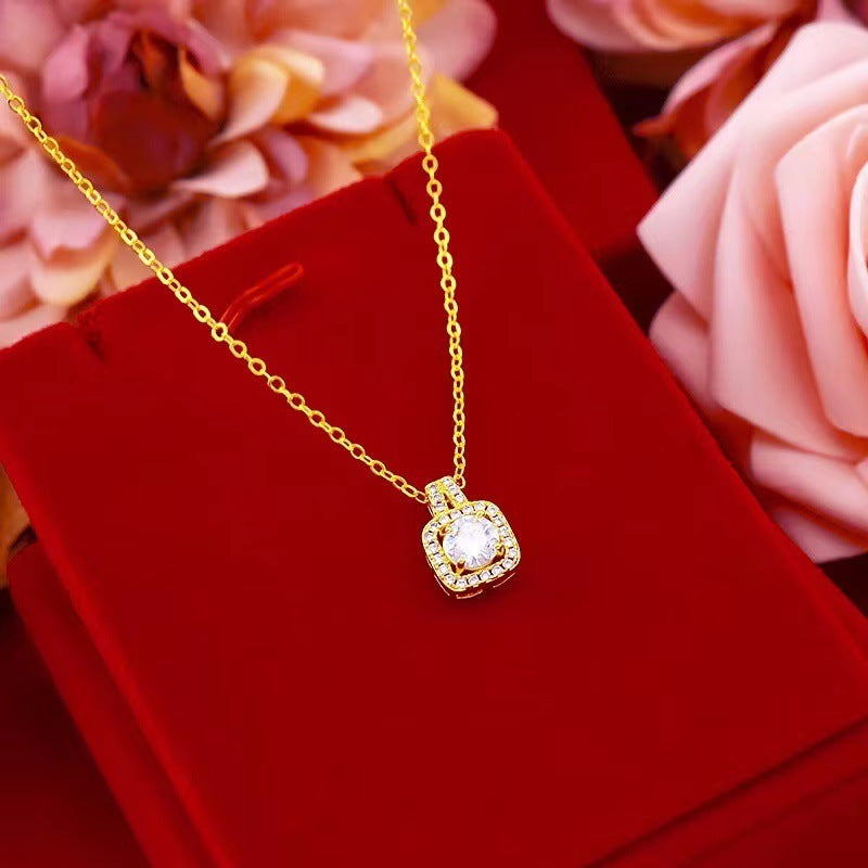 Fashion Jewelry Set Zircon Gem Pendant Chain