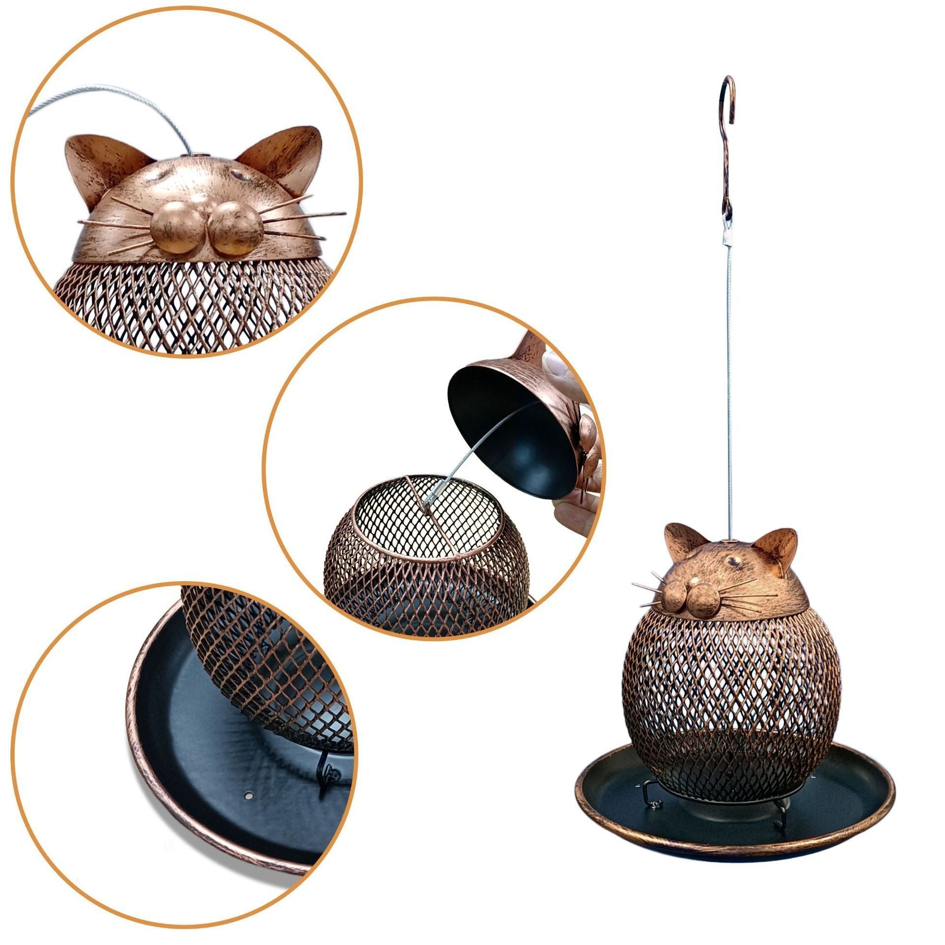 Cat Shaped Bird Feeder Handmade Garden Decoration