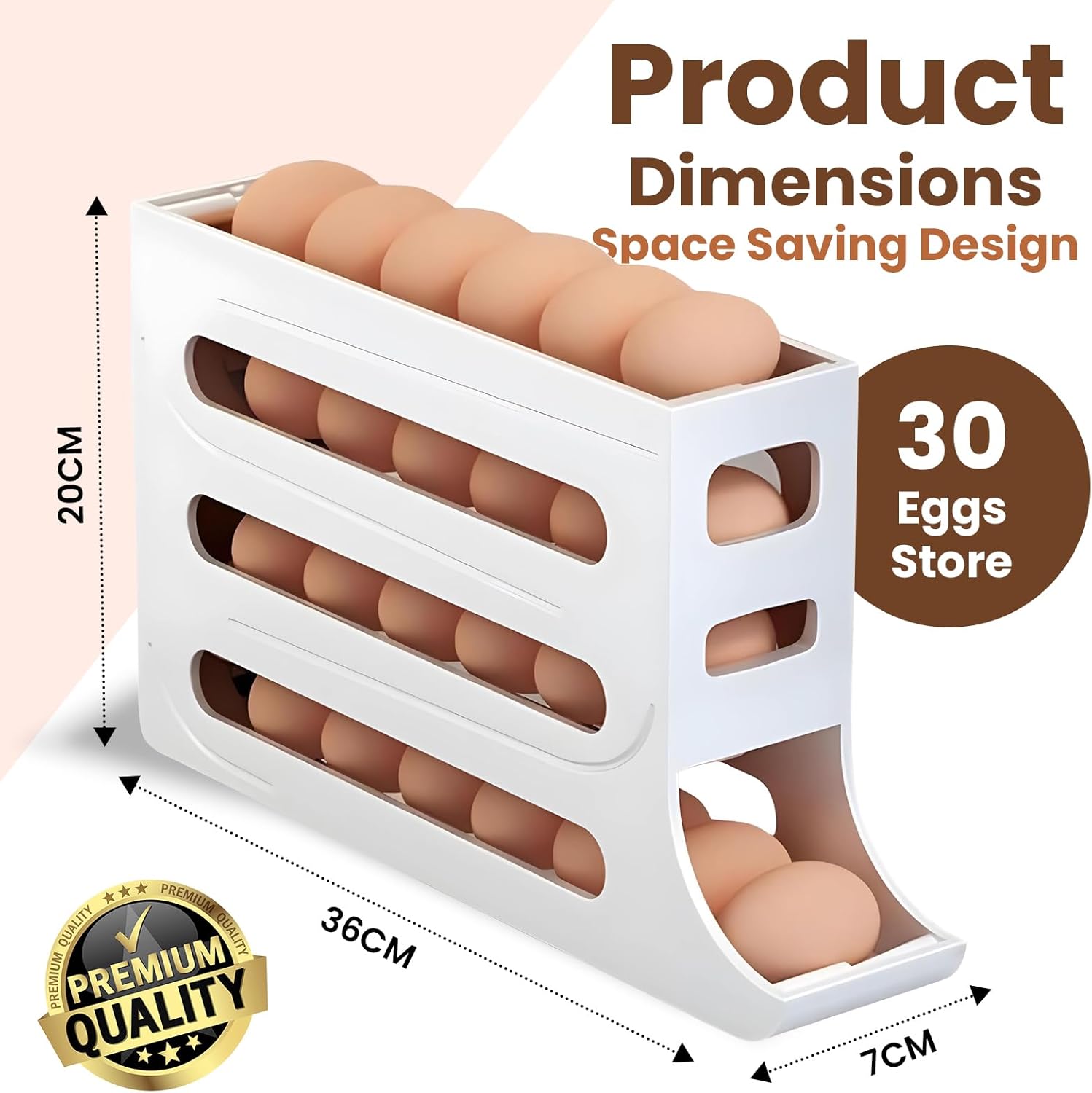 30 Egg Holder - 4 Tier Automatic Rolling Egg Holder Dispenser