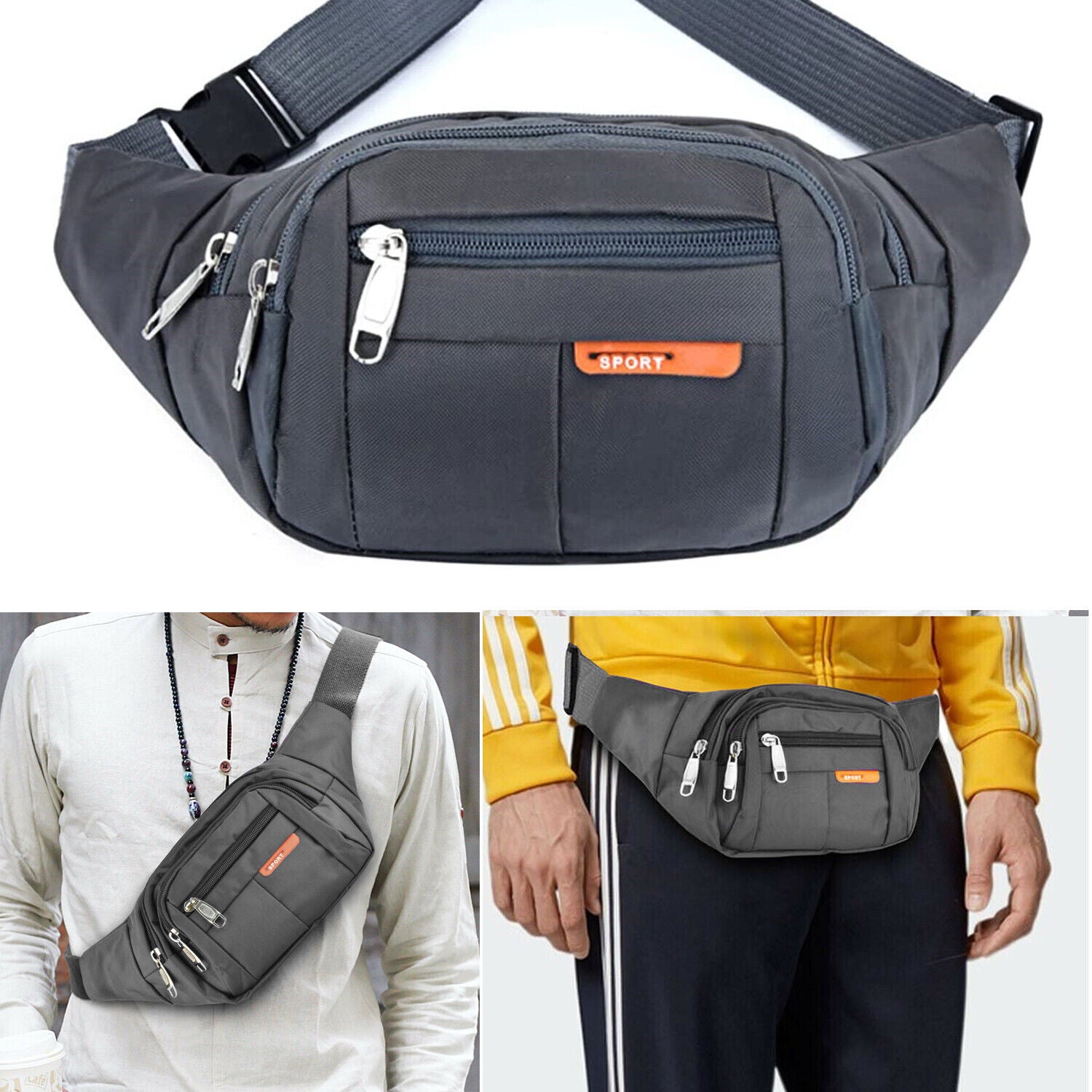 Men Belt Waist Bag Cross Body Travel Pouch