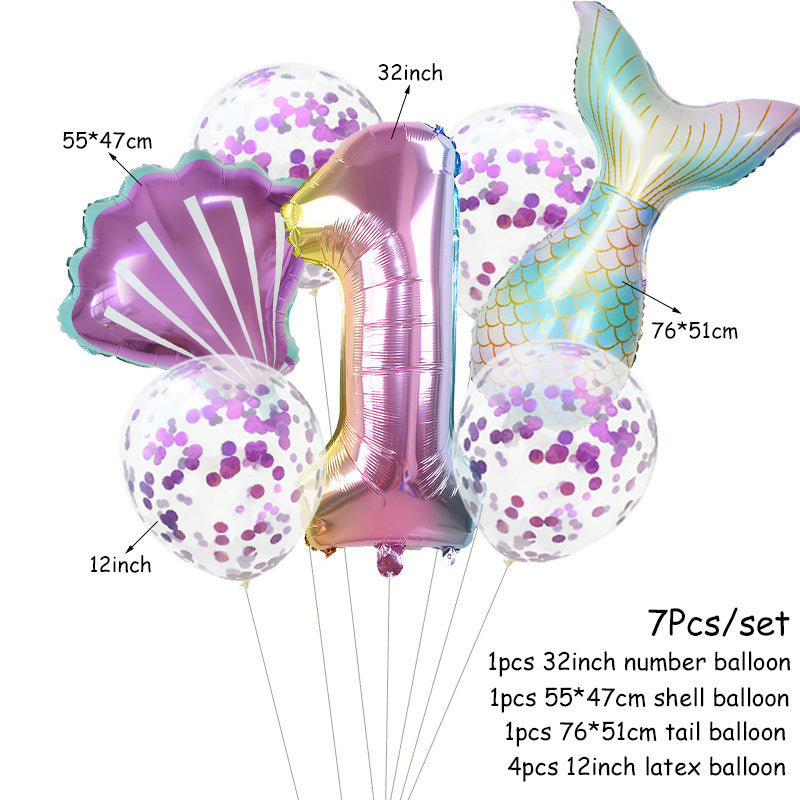 Birthday Party Supplies Decorative Mermaid Balloon Package