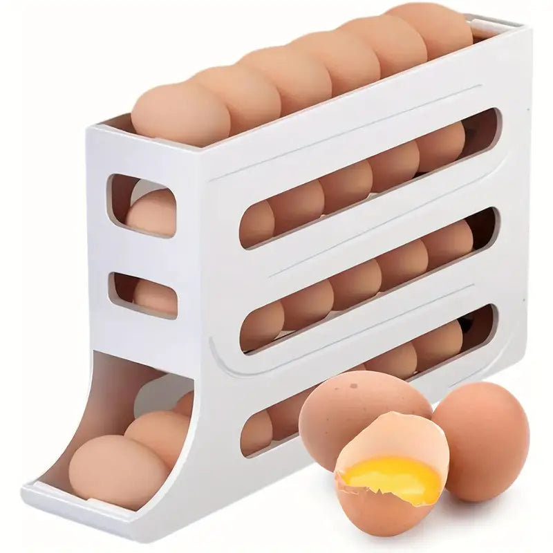 30 Egg Holder - 4 Tier Automatic Rolling Egg Holder Dispenser