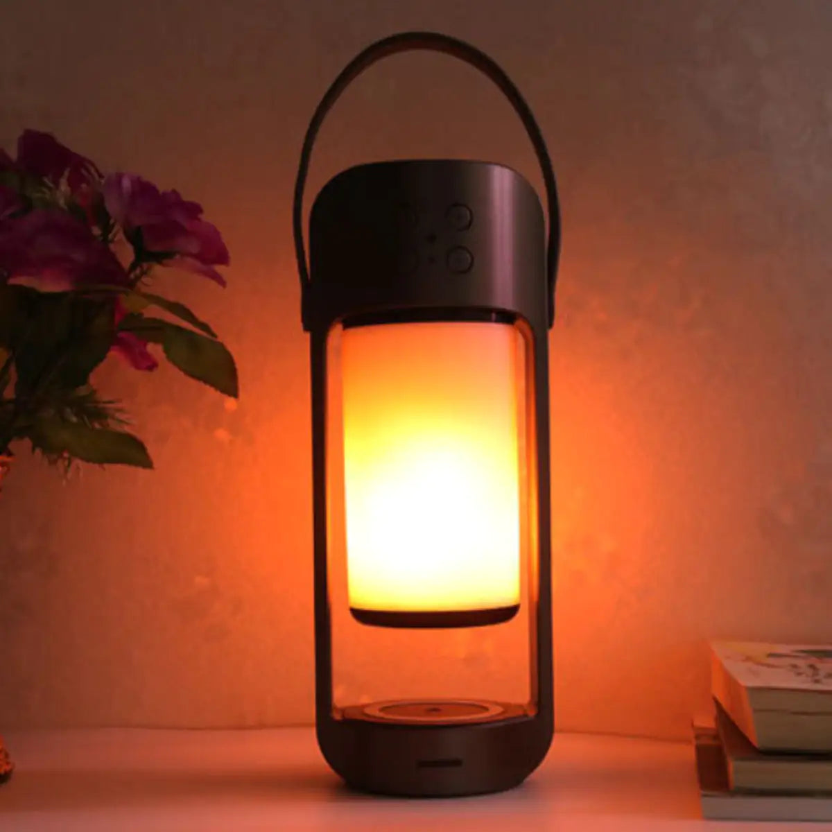 Dancing Flames LED Lantern With Bluetooth Speaker And Wireless Phone Charger